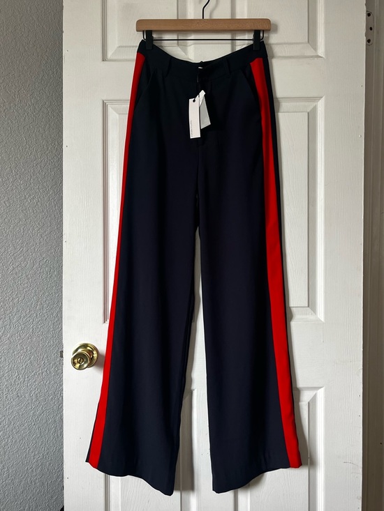 Habitual Pants - Habitual Navy Wide-Leg Pants with Red Side Stripes